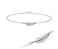 Skeleton Leaf Silver Anklet ANK-203